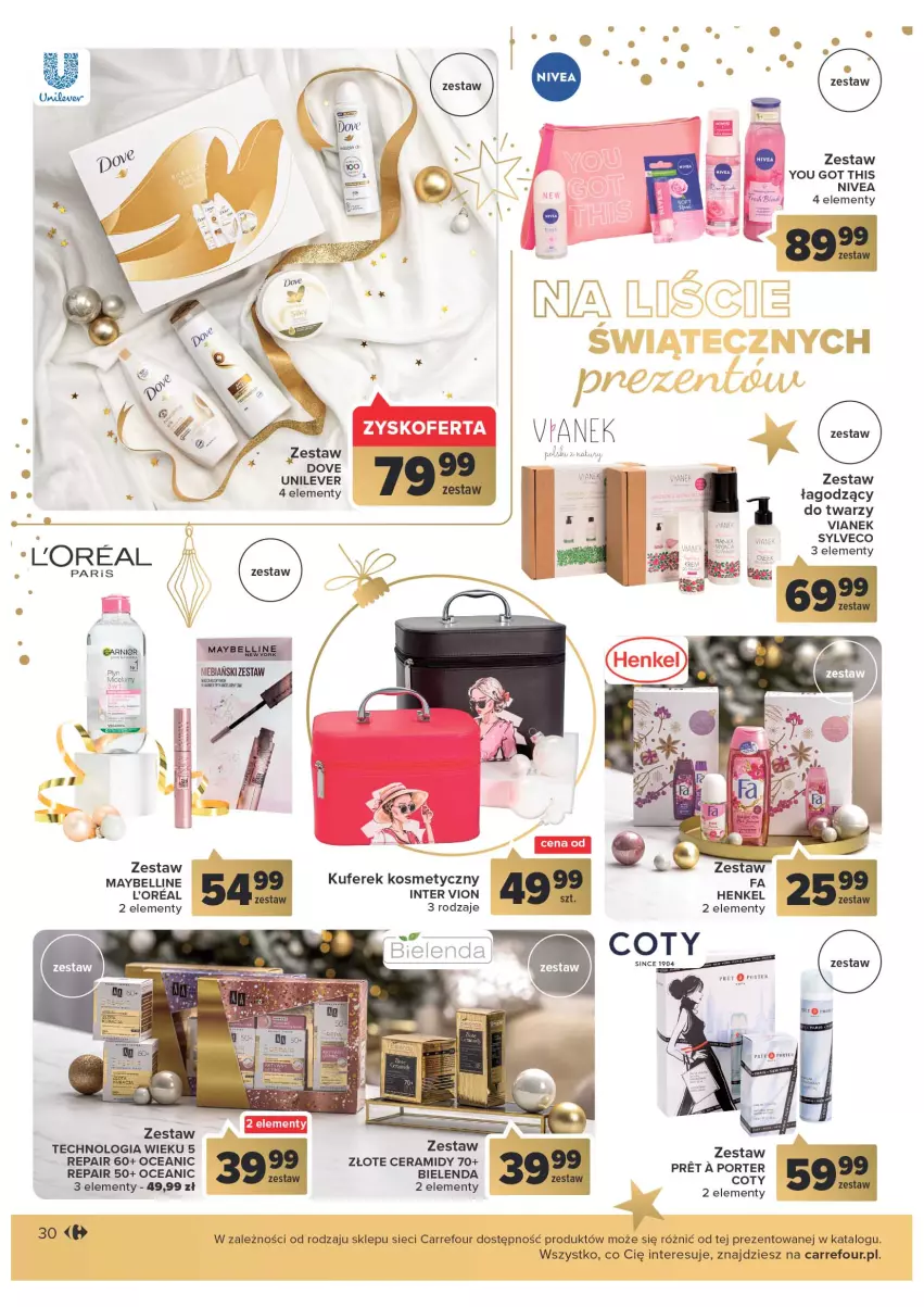 Gazetka promocyjna Carrefour - Gazetka Prezenty - ważna 08.11 do 26.11.2022 - strona 30 - produkty: Bell, Bielenda, Dove, Fa, Garnier, Maybelline, Nivea, Por