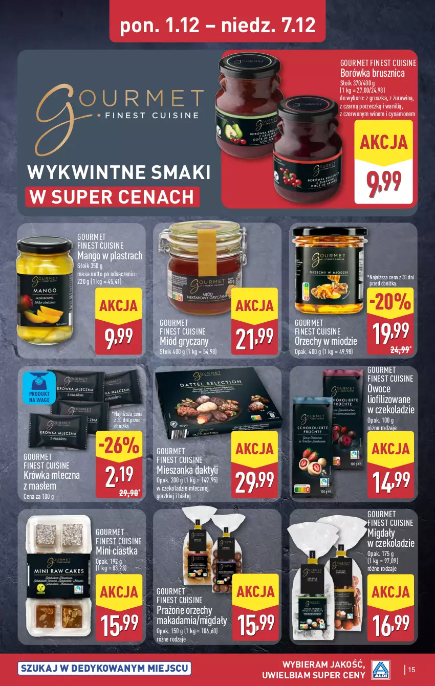 Gazetka promocyjna Aldi - Pełna oferta - ważna 01.12 do 07.12.2025 - strona 15 - produkty: Borówka, Borówka brusznica, Ciastka, Gry, Mango, Migdały, Migdały w czekoladzie, Miód, Owoce, Por