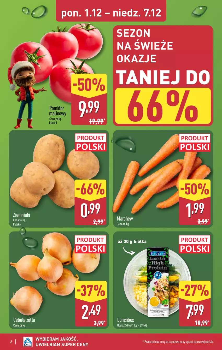 Gazetka promocyjna Aldi - Pełna oferta - ważna 01.12 do 07.12.2025 - strona 2 - produkty: Cebula, Pomidor malinowy, Ziemniaki