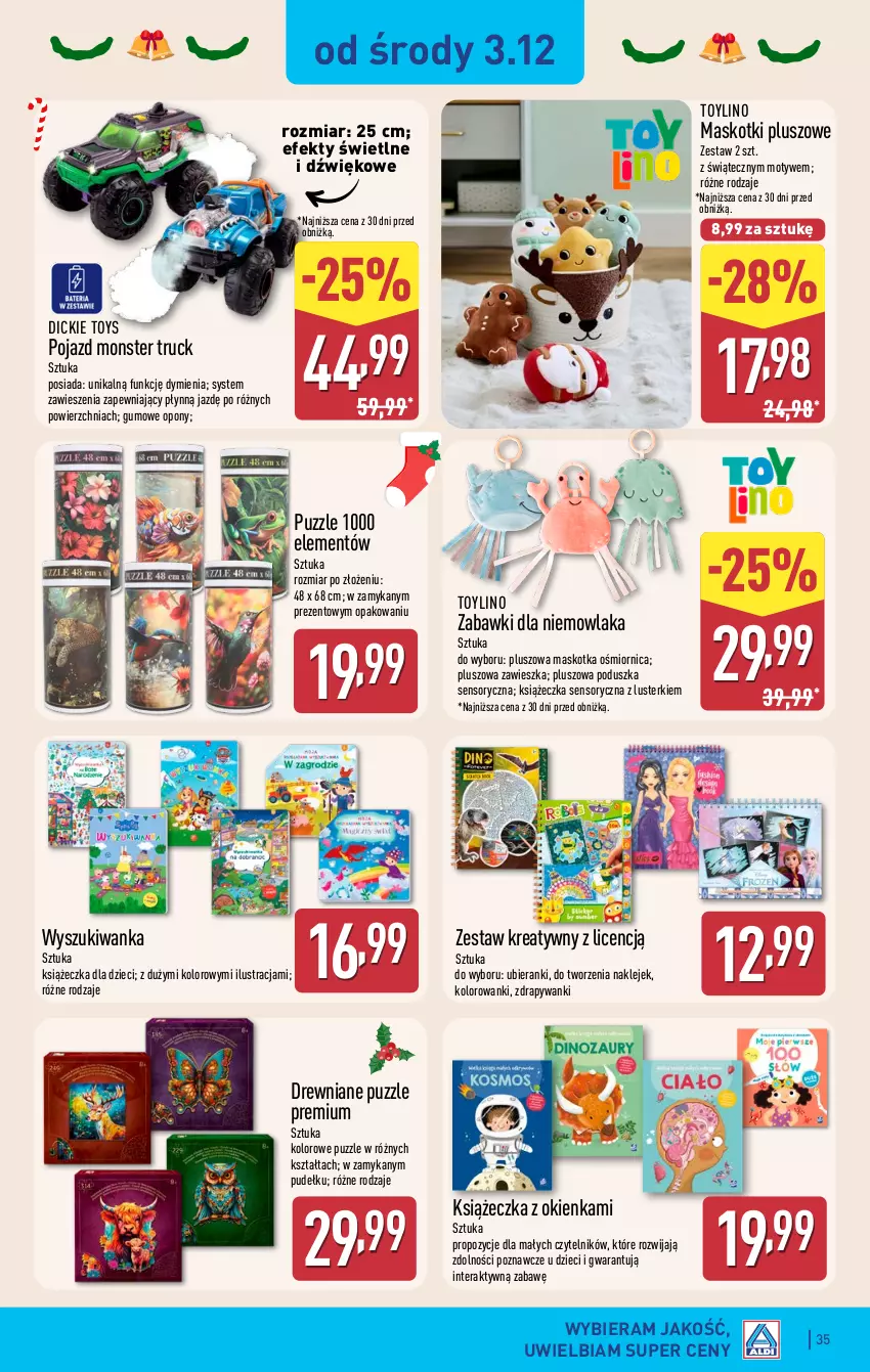 Gazetka promocyjna Aldi - Pełna oferta - ważna 01.12 do 07.12.2025 - strona 35 - produkty: Dzieci, Klej, Monster truck, Opony, Poduszka, Pojazd, Puzzle, Tera