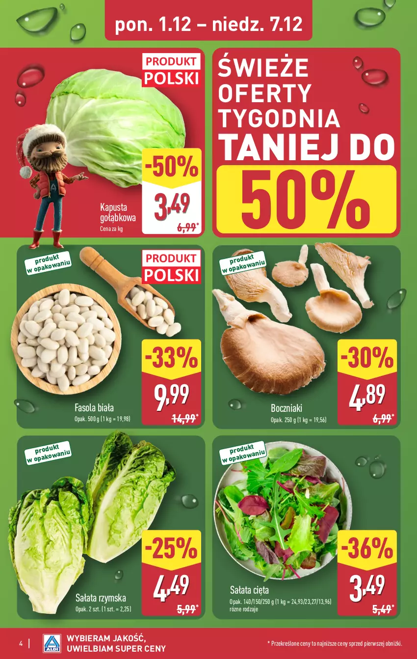 Gazetka promocyjna Aldi - Pełna oferta - ważna 01.12 do 07.12.2025 - strona 4 - produkty: Boczniak, Fa, Fasola, Sałat