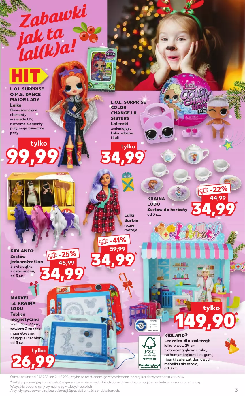 Gazetka promocyjna Kaufland - Katalog Zabawki NOWY - ważna 02.12 do 24.12.2021 - strona 3 - produkty: Barbie, Długopis, Gra, Jednorożec, L.O.L., Lalka