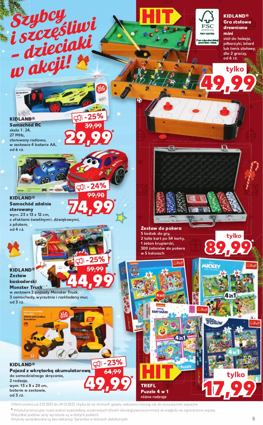 Gazetka promocyjna Kaufland - Katalog Zabawki NOWY - ważna 02.12 do 24.12.2021 - strona 5 - produkty: Akumulator, Fa, Gra, Gry, Kask, Monster truck, Piec, Piłkarzyki, Pojazd, Puzzle, Samochód, Stek, Stół, Wkręt, Wyrzutnia