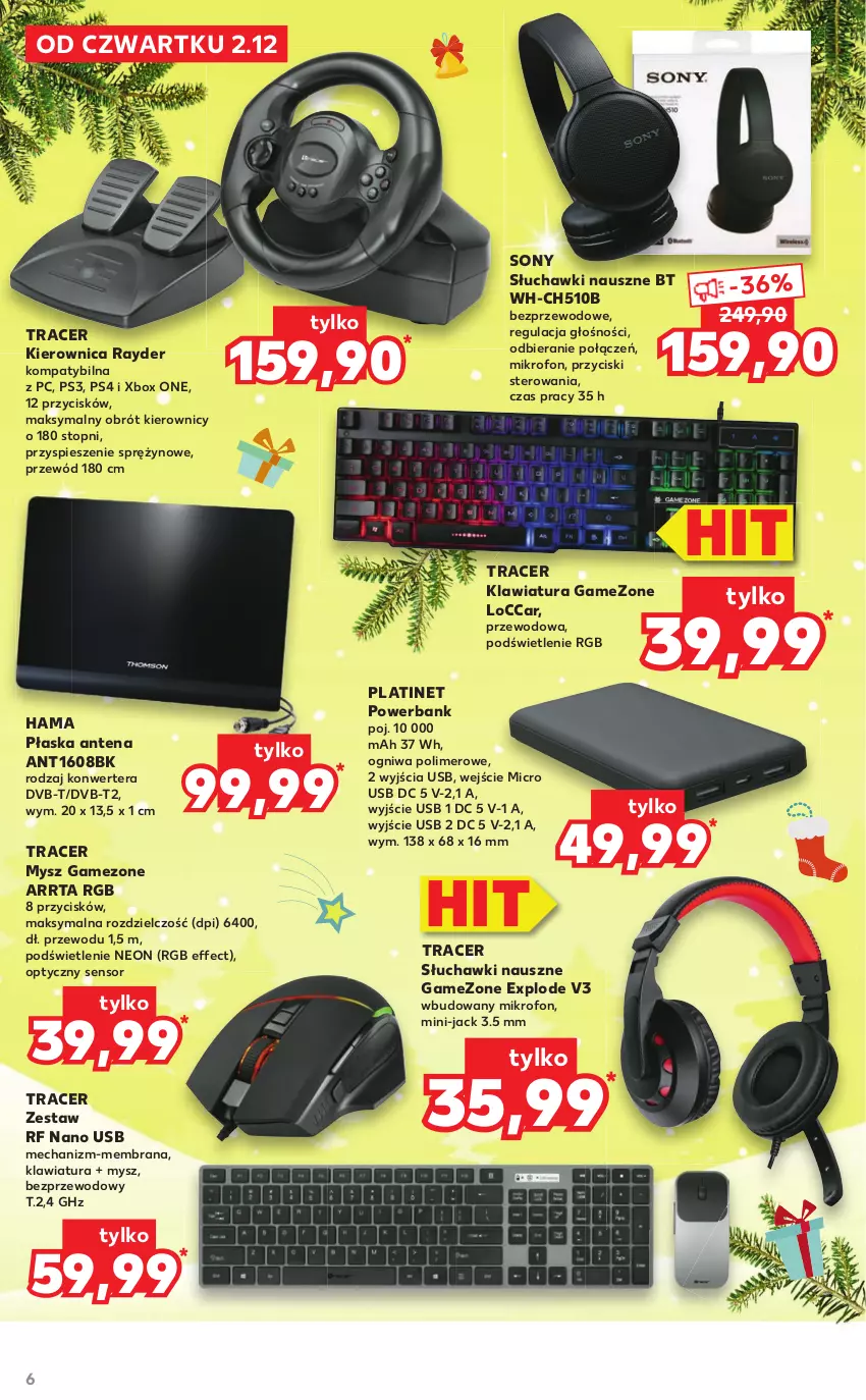 Gazetka promocyjna Kaufland - Katalog Zabawki NOWY - ważna 02.12 do 24.12.2021 - strona 6 - produkty: Acer, Hama, Kierownica, Klawiatura, Mikrofon, Mysz, PLATINET, Powerbank, Przewód, Słuchawki, Sony, Tera, Top, Xbox