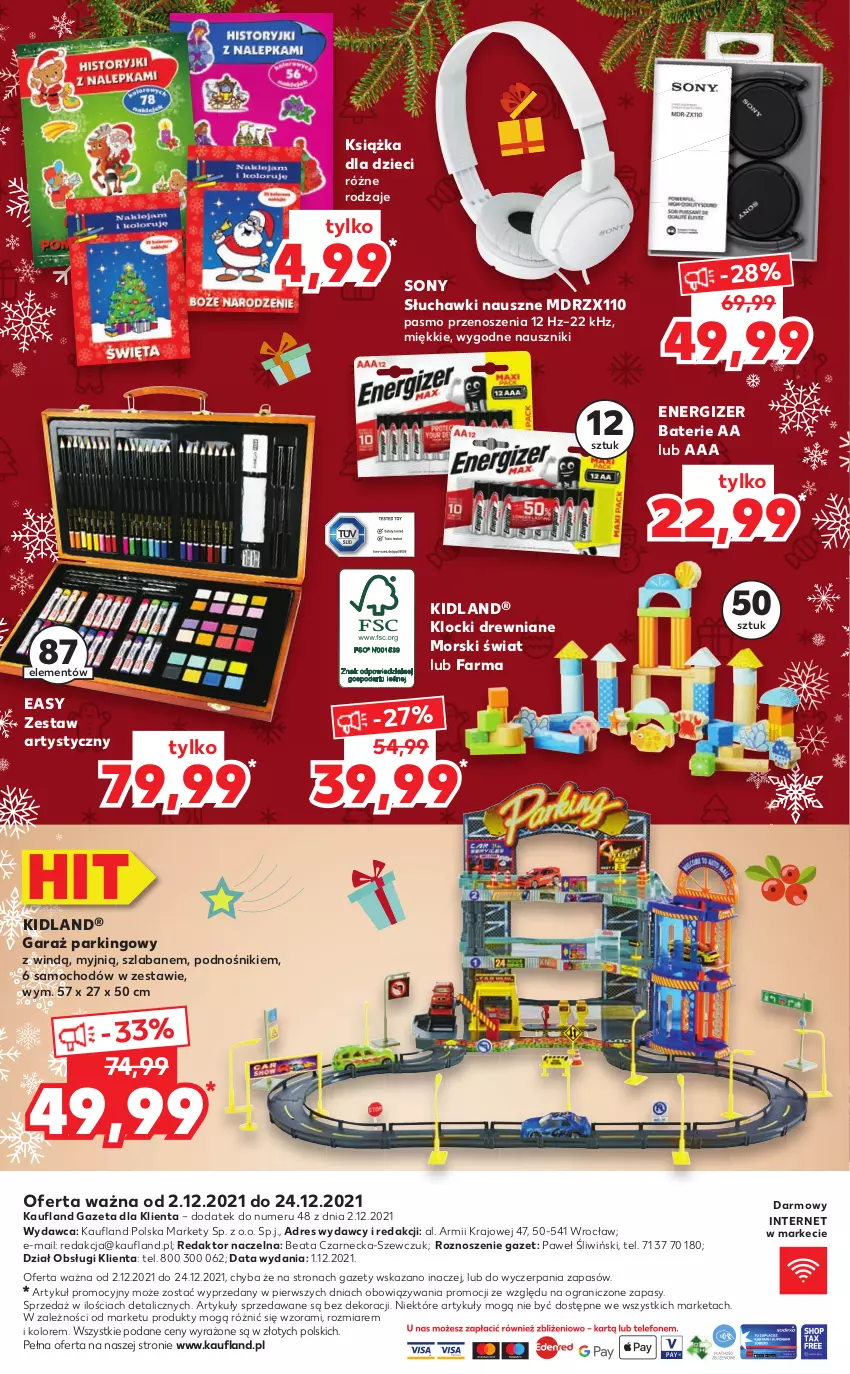 Gazetka promocyjna Kaufland - Katalog Zabawki NOWY - ważna 02.12 do 24.12.2021 - strona 8 - produkty: Dres, Dzieci, Energizer, Fa, Garaż, Gra, Klocki, Książka, Słuchawki, Sony