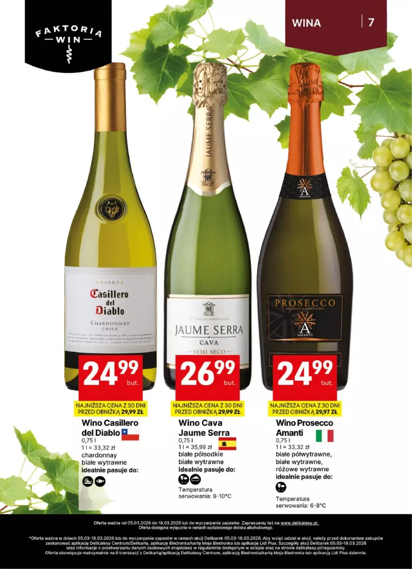 Gazetka promocyjna Delikatesy Centrum - Delibarek DC10-DC11 - ważna 05.03 do 18.03.2026 - strona 7 - produkty: Chardonnay, Dron, Fa, Prosecco, Rama, Rum, Ser, Tran, Wino