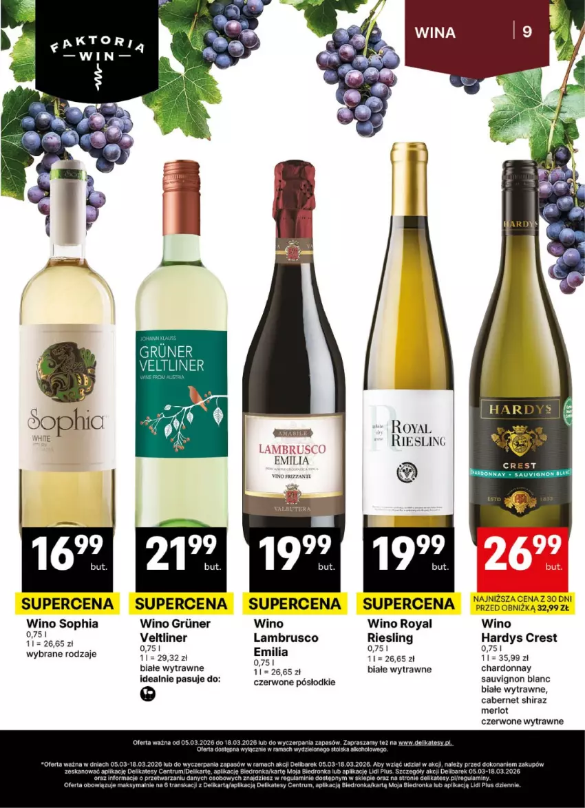 Gazetka promocyjna Delikatesy Centrum - Delibarek DC10-DC11 - ważna 05.03 do 18.03.2026 - strona 9 - produkty: Chardonnay, Dron, Merlot, Rama, Rum, Sauvignon Blanc, Shiraz, Tran, Wino
