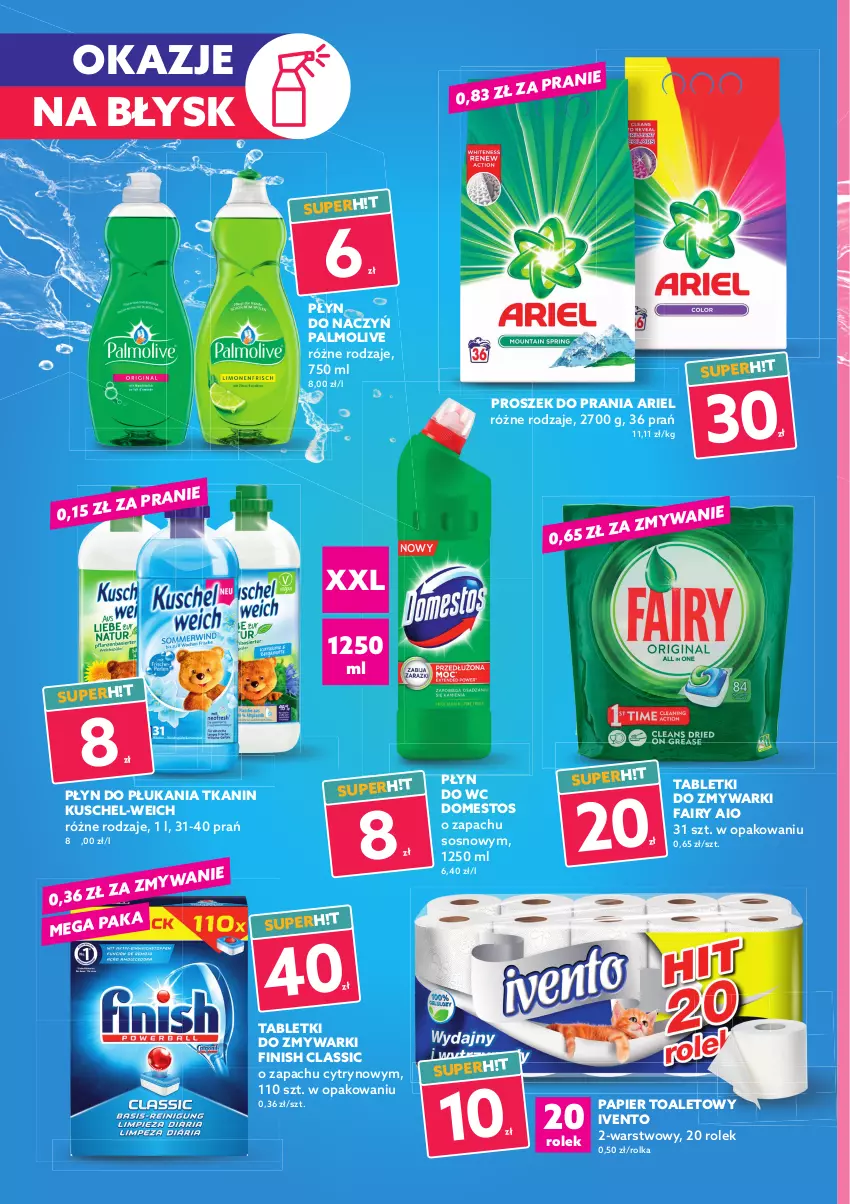 Gazetka promocyjna Dealz - Setki wakacyjnych super ofert! - sprawdź nową gazetkę - ważna 07.07 do 20.07.2021 - strona 4 - produkty: Ariel, Domestos, Fa, Fairy, Finish, Palmolive, Papier, Papier toaletowy, Płyn do płukania, Płyn do wc, Proszek do prania, Sos, Tablet, Tabletki do zmywarki, Zmywarki