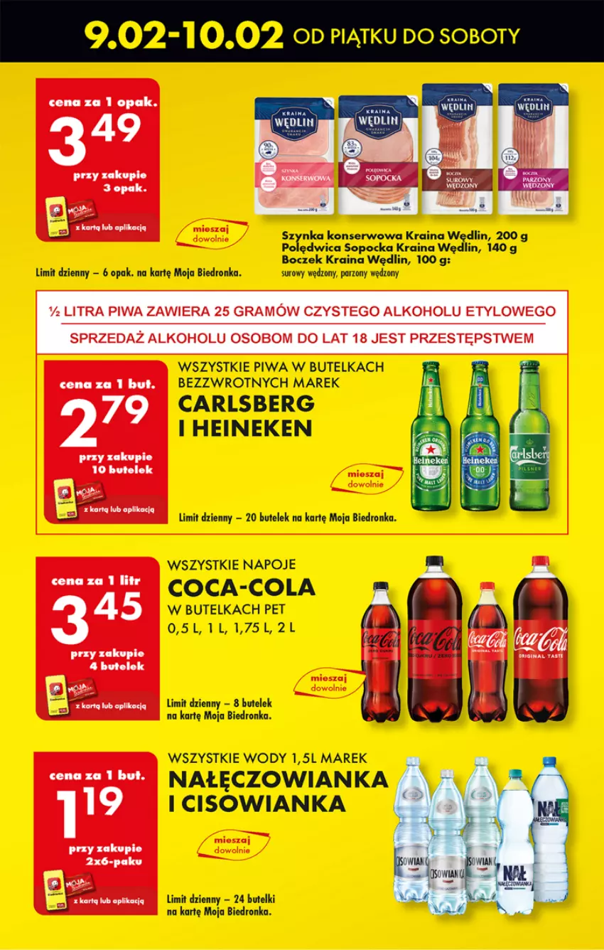 Gazetka promocyjna Biedronka - Od czwartku - ważna 15.02 do 21.02.2024 - strona 3 - produkty: Boczek, Carlsberg, Coca-Cola, Dron, Gra, Heineken, Nałęczowianka, Napoje, Piwa, Polędwica, Ser