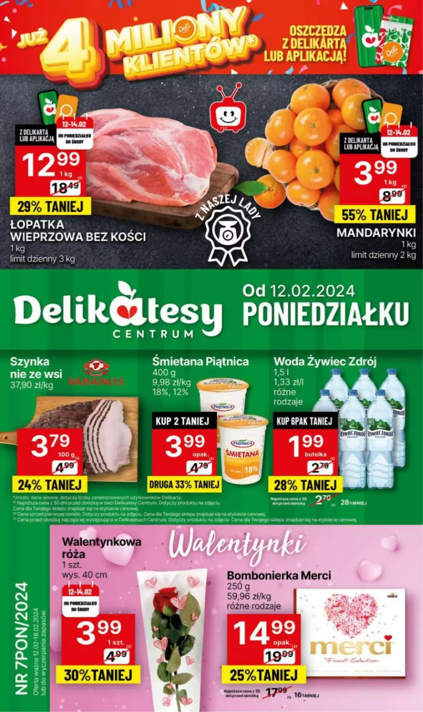 Gazetka promocyjna Delikatesy Centrum - NOWA GAZETKA Delikatesy Centrum od 12 lutego! 12-18.02.2024 - ważna 12.02 do 18.02.2024 - strona 1 - produkty: LG, Merci, Piątnica, Róża, Rum, Szynka, Woda