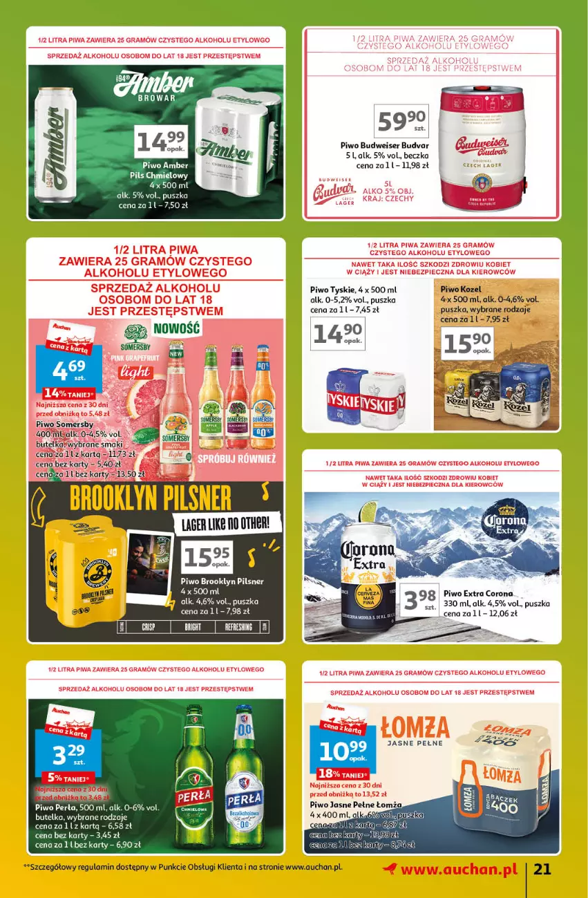 Gazetka promocyjna Auchan - Gazetka Znane Marki Lubiane Hipermarket Auchan - ważna 21.03 do 30.03.2024 - strona 21 - produkty: Gra, Kozel, Perła, Piec, Piwa, Piwo, Piwo jasne, Ser, Tyskie