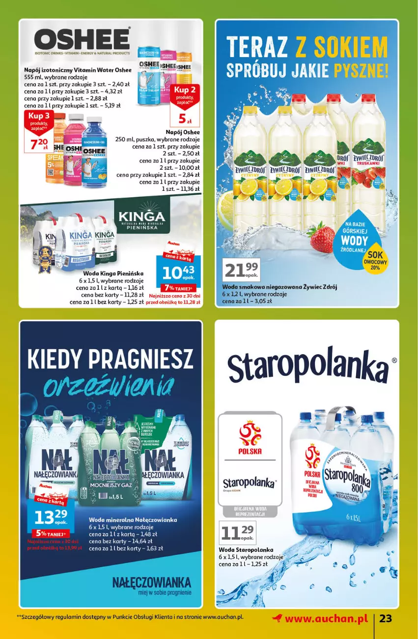 Gazetka promocyjna Auchan - Gazetka Znane Marki Lubiane Hipermarket Auchan - ważna 21.03 do 30.03.2024 - strona 23 - produkty: Nałęczowianka, Napój, Napój izotoniczny, Oshee, Staropolanka, Woda, Woda mineralna