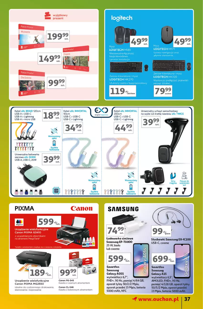 Gazetka promocyjna Auchan - Gazetka Znane Marki Lubiane Hipermarket Auchan - ważna 21.03 do 30.03.2024 - strona 37 - produkty: Amol, Bateria, Canon, Gala, Kabel USB, Samsung, Słuchawki, Smartfon, Urządzenie wielofunkcyjne, Warka