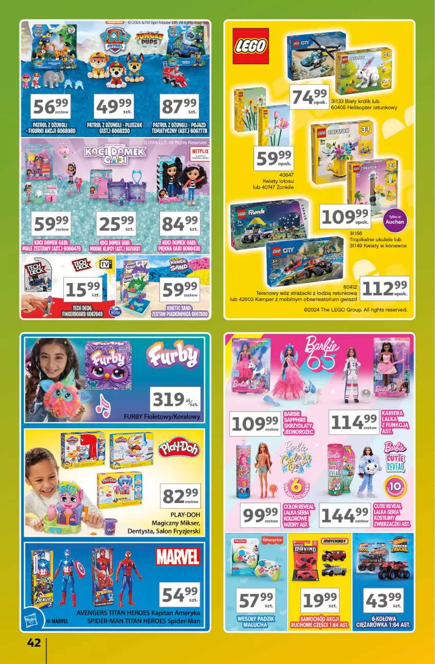 Gazetka promocyjna Auchan - Gazetka Znane Marki Lubiane Hipermarket Auchan - ważna 21.03 do 30.03.2024 - strona 42 - produkty: Dentysta, LEGO, Mikser, Mobil, Play-Doh, Pluszak, Pojazd, Samochód, Ser, Ukulele, Wóz strażacki