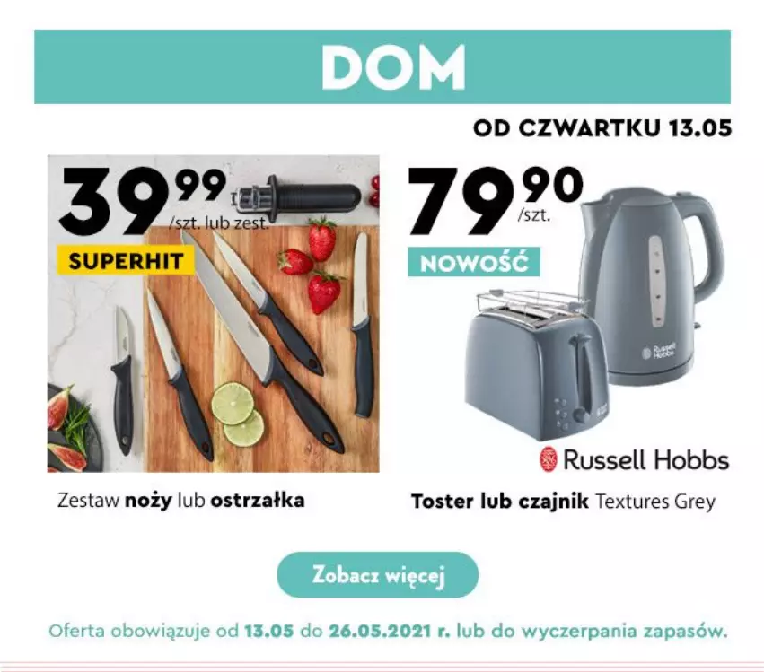 Gazetka promocyjna Biedronka - Hity Tygodnia - ważna 10.05 do 22.05.2021 - strona 7 - produkty: Czajnik, Noż, Toster