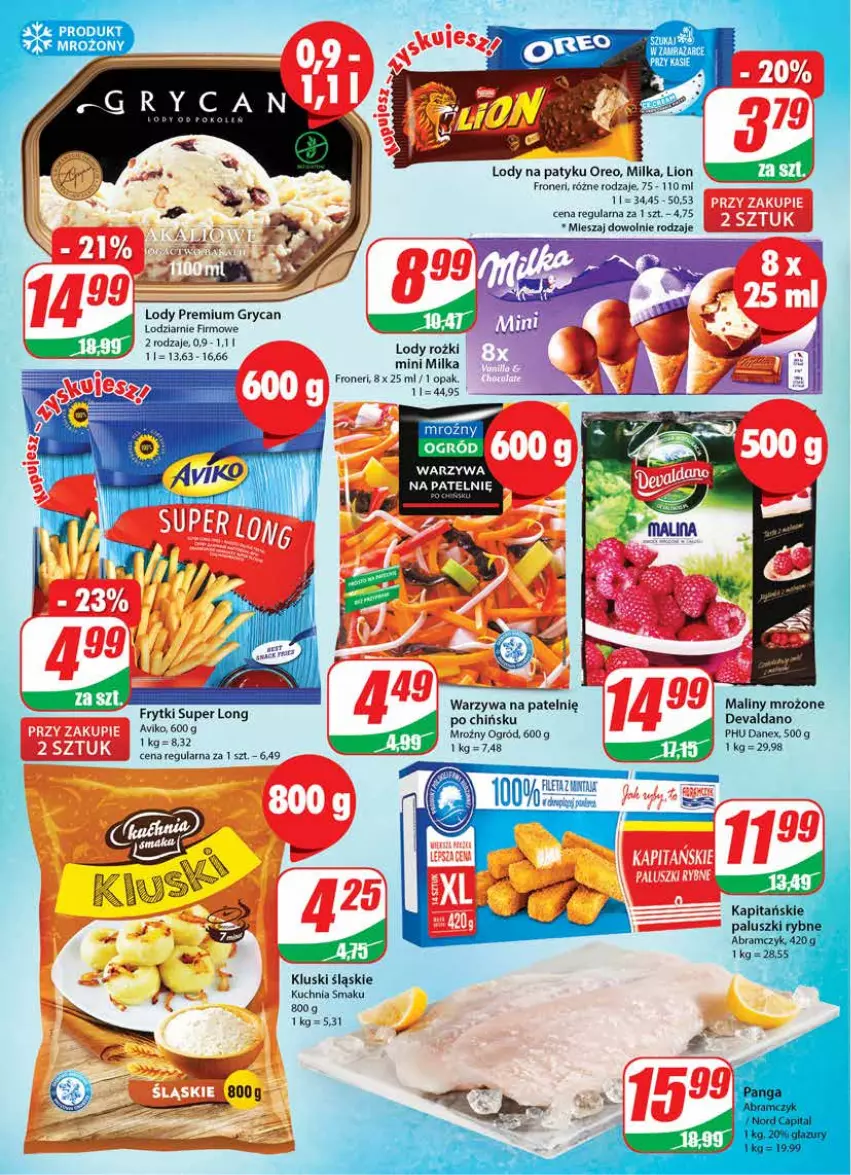 Gazetka promocyjna Dino - Gazetka - ważna 23.11 do 29.11.2022 - strona 10 - produkty: Frytki, Gry, Kuchnia, Lion, Lody, Maliny, Milka, Oreo, Ser, Warzywa