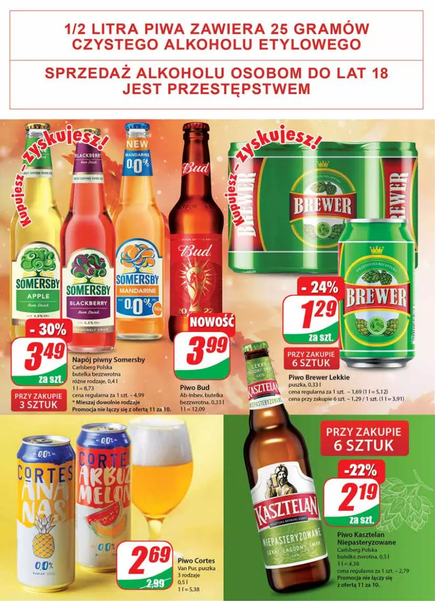 Gazetka promocyjna Dino - Gazetka - ważna 23.11 do 29.11.2022 - strona 18 - produkty: Carlsberg, Napój, Piwo, Pur, Somersby