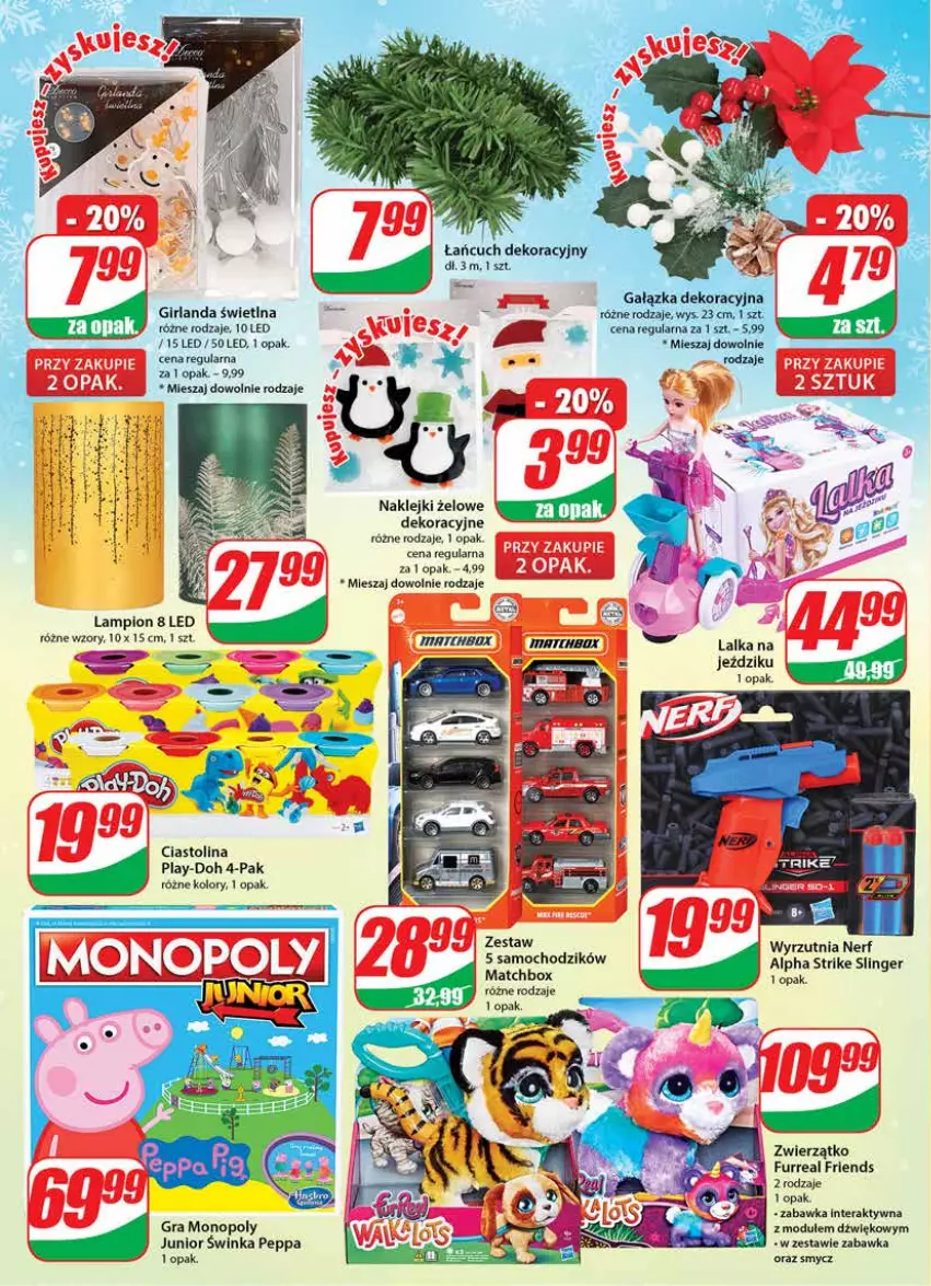 Gazetka promocyjna Dino - Gazetka - ważna 23.11 do 29.11.2022 - strona 24 - produkty: Chodzik, Girlanda, Gra, Inka, Klej, Lalka, Lampion, Monopoly, Nerf, Play-Doh, Smycz, Tera, Zabawka