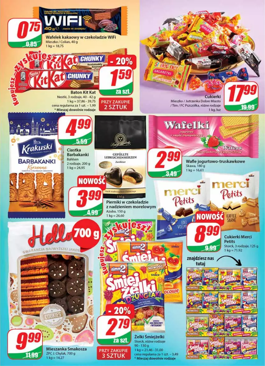 Gazetka promocyjna Dino - Gazetka - ważna 23.11 do 29.11.2022 - strona 3 - produkty: Baton, Ciastka, Cukier, Cukierki, Jutrzenka, Kakao, Kit Kat, Piernik, Pierniki w czekoladzie, Wafelek