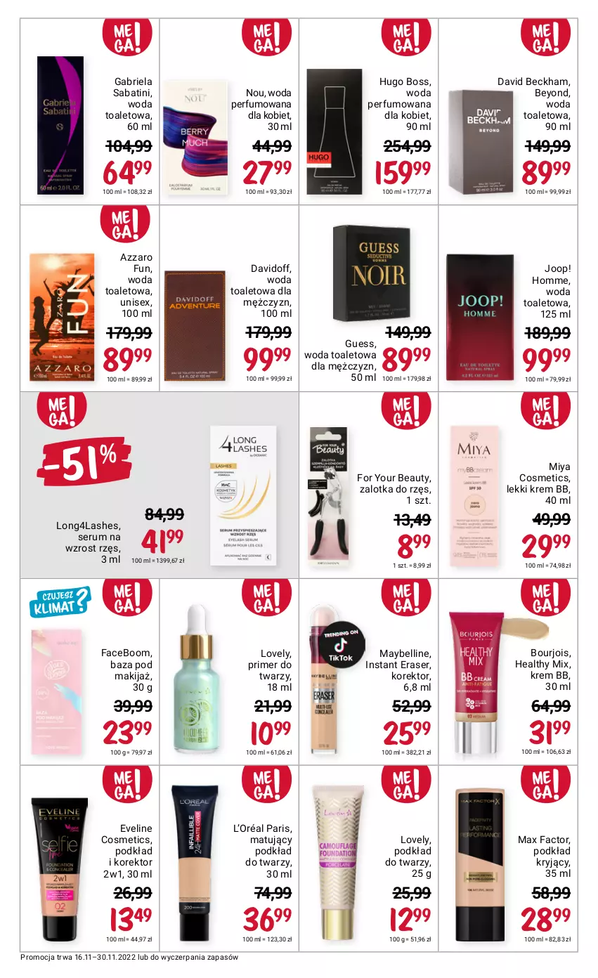 Gazetka promocyjna Rossmann - 16 listopada - ważna 16.11 do 30.11.2022 - strona 12 - produkty: Azzaro, Bell, Bourjois, Brie, David Beckham, Davidoff, Eveline, Fa, For Your Beauty, Gabriela Sabatini, Hugo Boss, JOOP!, Krem bb, L’Oréal, Lovely, Makijaż, Max Factor, Maybelline, Miya Cosmetics, Perfum, Podkład, Podkład do twarzy, Rum, Ser, Serum, Woda, Woda perfumowana, Woda toaletowa