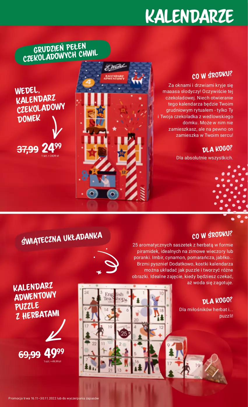 Gazetka promocyjna Rossmann - 16 listopada - ważna 16.11 do 30.11.2022 - strona 8 - produkty: Absolut, Drzwi, Herbata, Imbir, Kalendarz, Kalendarz adwentowy, Obraz, Por, Puzzle, Ser, Układanka, Woda