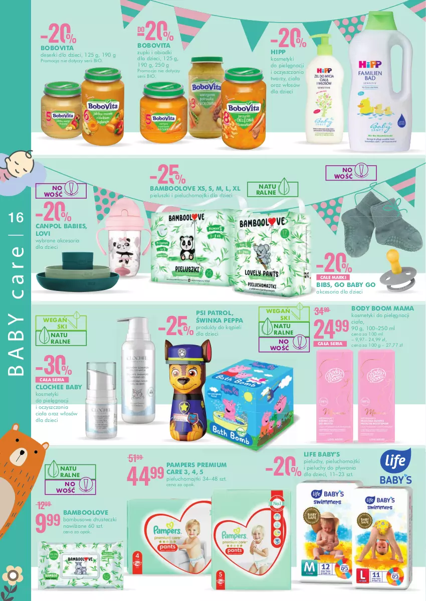 Gazetka promocyjna Super Pharm - Gazetka - ważna 07.07 do 21.07.2022 - strona 16 - produkty: BoboVita, Body, Canpol, Chusteczki, Deser, Dzieci, HiPP, Inka, Kosmetyki do pielęgnacji, Lovi, Majtki, Pampers, Pieluchomajtki, Pieluchy, Psi Patrol, Ser