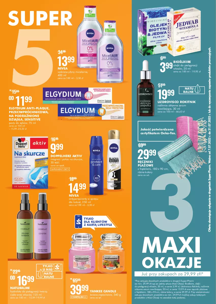 Gazetka promocyjna Super Pharm - Gazetka - ważna 07.07 do 21.07.2022 - strona 2 - produkty: Antyperspirant, Doppelherz, Elgydium, Hydrolat, LG, Magnez, Nivea, Olej, Ręcznik, Rum, Ser, Serum, Suplement diety