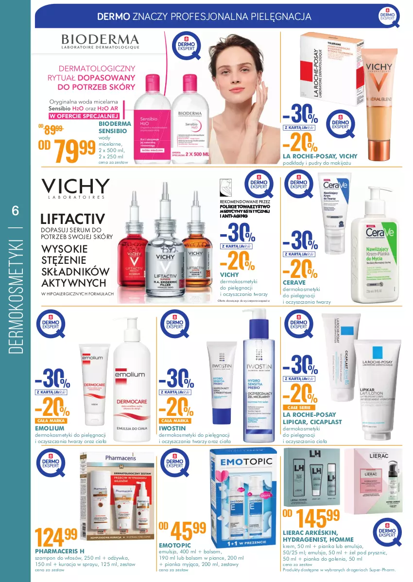 Gazetka promocyjna Super Pharm - Gazetka - ważna 07.07 do 21.07.2022 - strona 6 - produkty: Acer, Bioderma, CeraVe, Emolium, Emulsja, Gin, Iwostin, Kosmetyki do pielęgnacji, La Roche-Posay, Lierac, Makijaż, Odżywka, Pharmaceris, Pianka do golenia, Podkład, Rum, Ser, Serum, Sok, Szampon, Top, Vichy