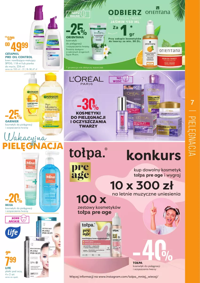 Gazetka promocyjna Super Pharm - Gazetka - ważna 07.07 do 21.07.2022 - strona 7 - produkty: Cetaphil, Control, Garnier, Kosmetyki do pielęgnacji, Mixa, Tołpa