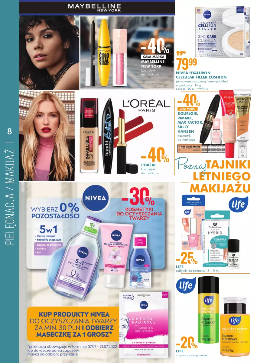 Gazetka promocyjna Super Pharm - Gazetka - ważna 07.07 do 21.07.2022 - strona 8 - produkty: Bell, Bourjois, Fa, L’Oréal, Makijaż, Mars, Max Factor, Maybelline, Nivea, Podkład, Sally Hansen