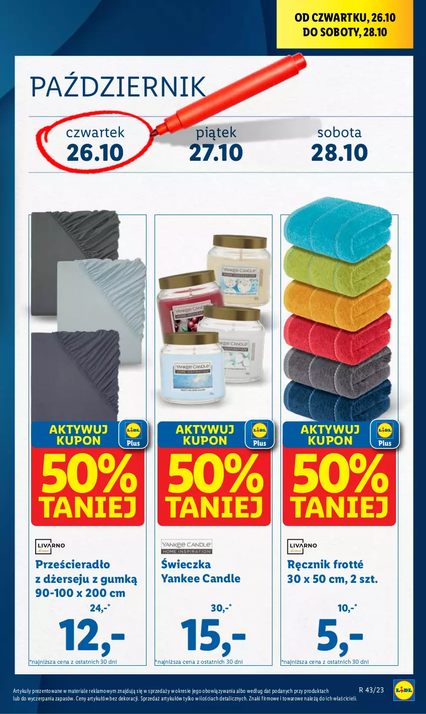 Gazetka promocyjna Lidl - GAZETKA - ważna 26.10 do 28.10.2023 - strona 21 - produkty: Prześcieradło, Ręcznik