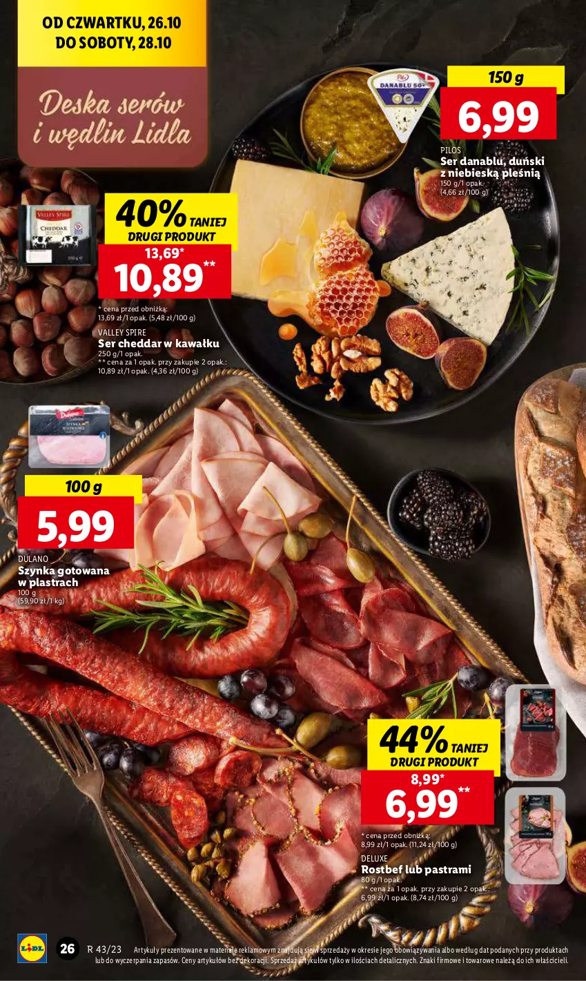 Gazetka promocyjna Lidl - GAZETKA - ważna 26.10 do 28.10.2023 - strona 40 - produkty: Cheddar, Dulano, Kawa, Pilos, Rostbef, Ser, Szynka