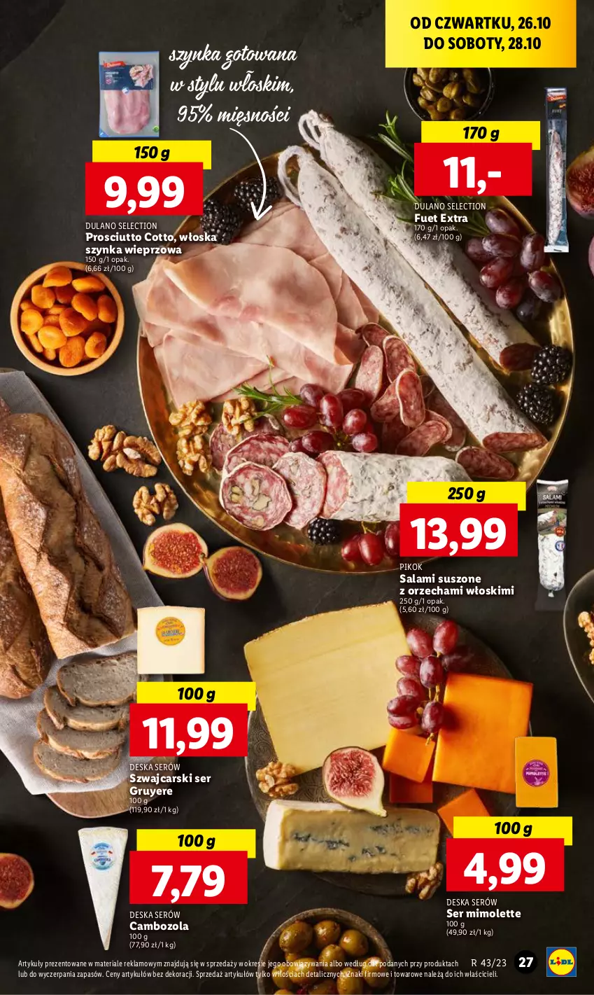 Gazetka promocyjna Lidl - GAZETKA - ważna 26.10 do 28.10.2023 - strona 41 - produkty: Cars, Deska serów, Dulano, Mimolette, PIKOK, Prosciutto, Salami, Ser, Szynka, Szynka wieprzowa