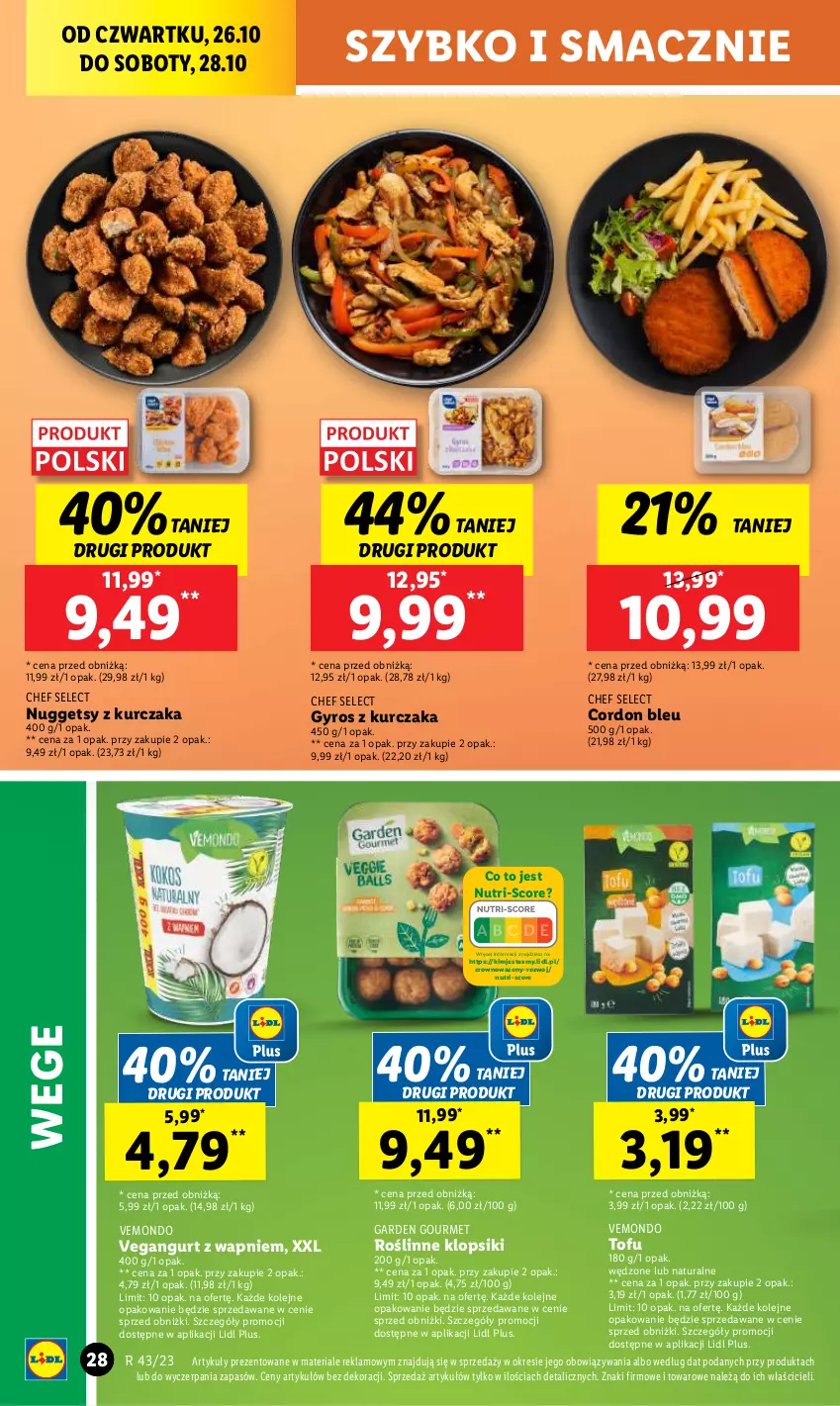 Gazetka promocyjna Lidl - GAZETKA - ważna 26.10 do 28.10.2023 - strona 42 - produkty: Cordon Bleu, Gyros, Klopsiki, Kurczak, Olej, Tofu, Vegangurt, Wazon