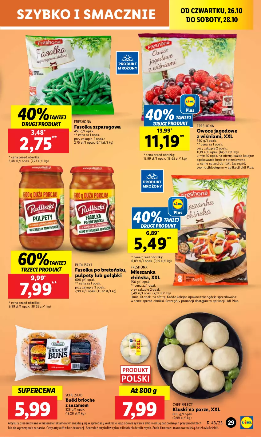 Gazetka promocyjna Lidl - GAZETKA - ważna 26.10 do 28.10.2023 - strona 43 - produkty: Fa, Kluski na parze, Olej, Owoce, Pudliszki, Pulpety, Sezam