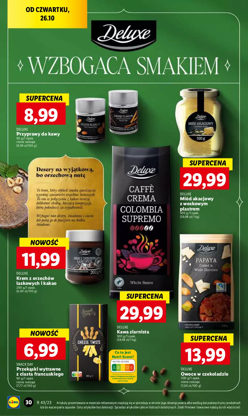 Gazetka promocyjna Lidl - GAZETKA - ważna 26.10 do 28.10.2023 - strona 44 - produkty: Kakao, Kawa, Kawa ziarnista, Miód, Owoce, Przyprawy, Wazon