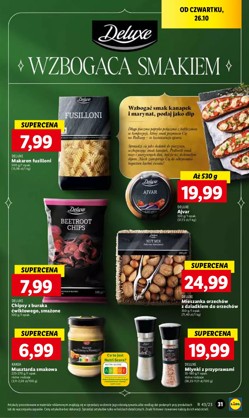 Gazetka promocyjna Lidl - GAZETKA - ważna 26.10 do 28.10.2023 - strona 45 - produkty: Chipsy, Makaron, Mus, Musztarda, Wazon