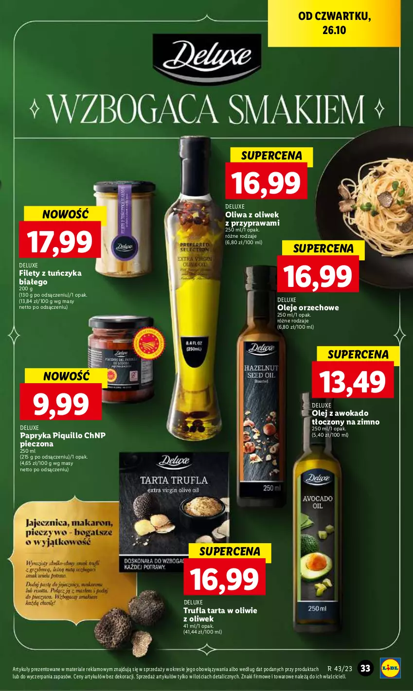 Gazetka promocyjna Lidl - GAZETKA - ważna 26.10 do 28.10.2023 - strona 47 - produkty: Olej, Oliwa z oliwek, Papryka, Piec, Tarta, Tuńczyk