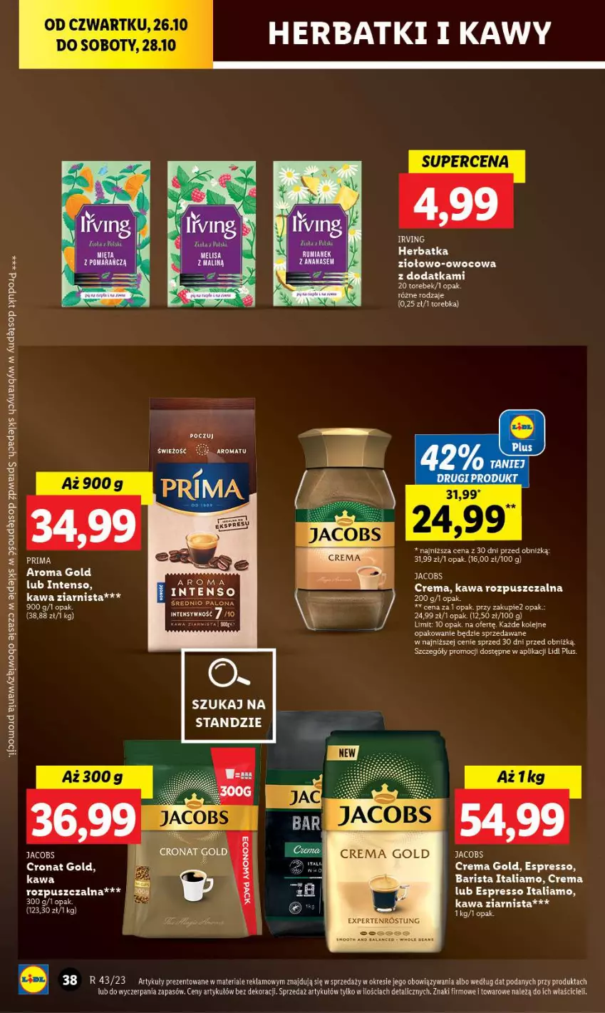 Gazetka promocyjna Lidl - GAZETKA - ważna 26.10 do 28.10.2023 - strona 52 - produkty: Irving, Jacobs, Kawa, Kawa rozpuszczalna, Kawa ziarnista, LG, Olej, Prima, Torebka