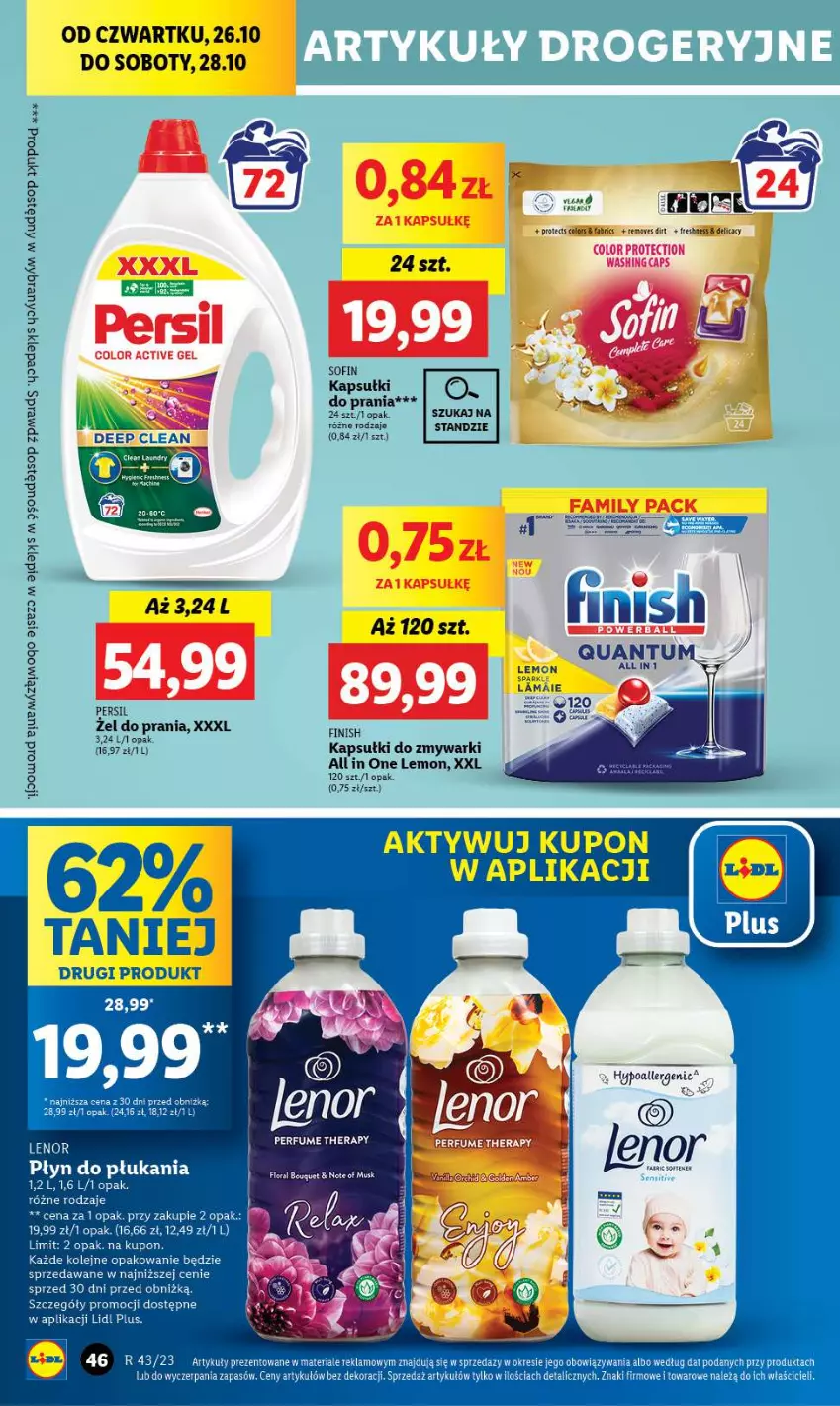 Gazetka promocyjna Lidl - GAZETKA - ważna 26.10 do 28.10.2023 - strona 60 - produkty: Fa, Finish, Lenor, Olej, Perfum, Persil, Płyn do płukania, Zmywarki