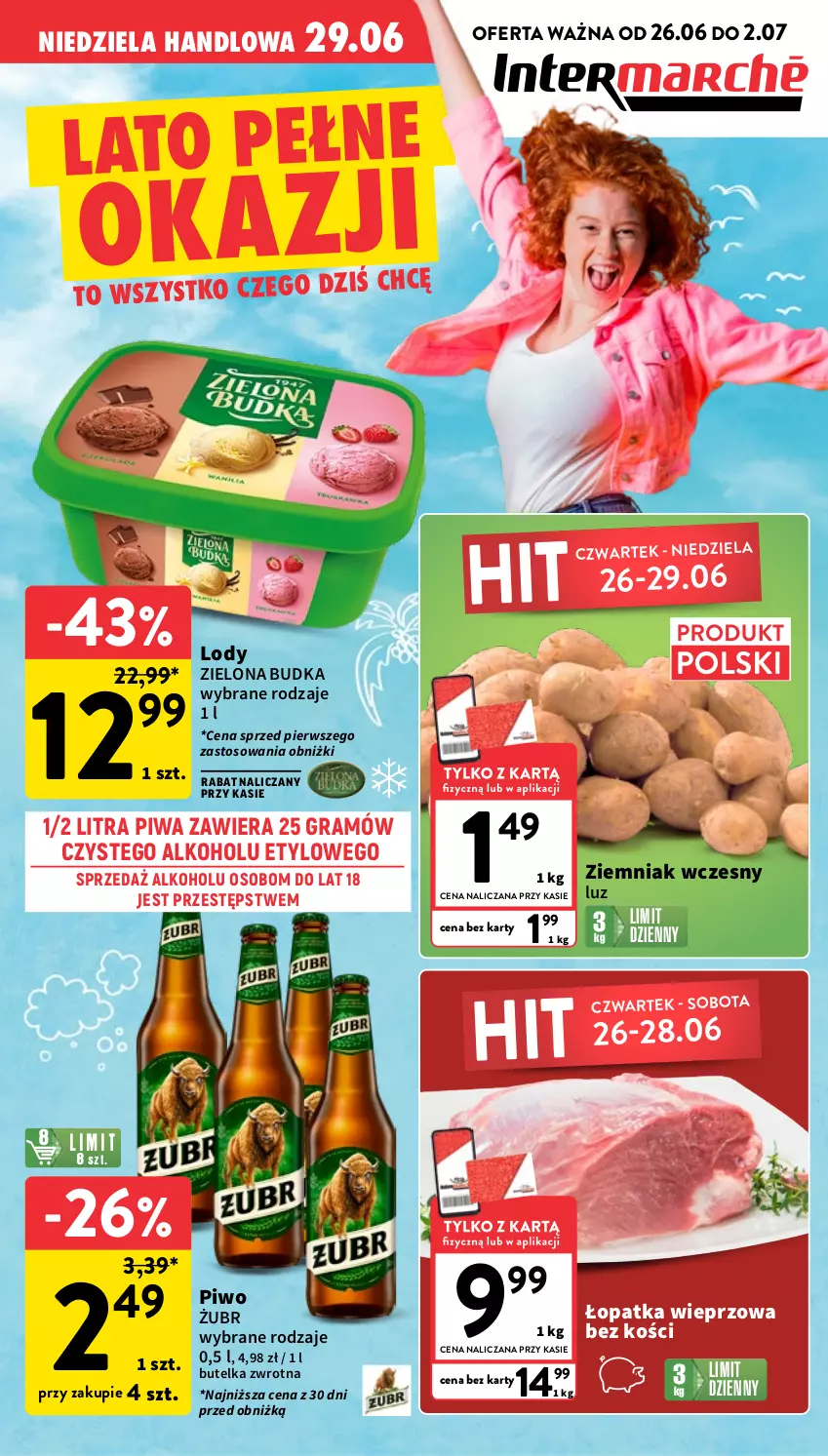 Gazetka promocyjna Intermarche - Gazetka Intermarche - ważna 26.06 do 02.07.2025 - strona 1 - produkty: Gra, Lody, Piwa, Piwo, Zielona Budka