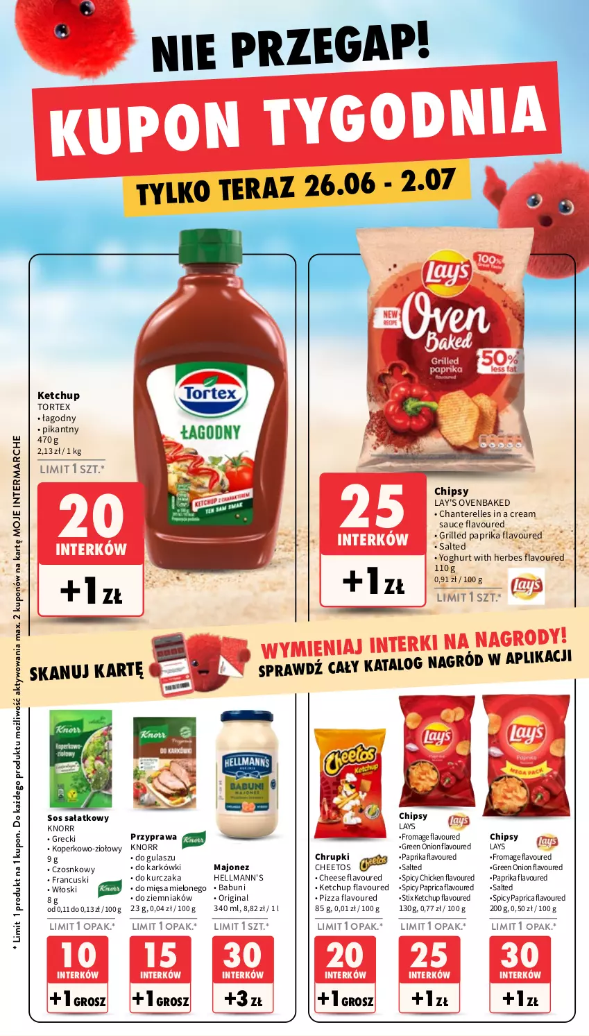 Gazetka promocyjna Intermarche - Gazetka Intermarche - ważna 26.06 do 02.07.2025 - strona 11 - produkty: Babuni, Cheetos, Chipsy, Chrupki, Gin, Grill, Ketchup, Knorr, Kurczak, Majonez, NBA, Pizza, Sałat, Sos, Tera