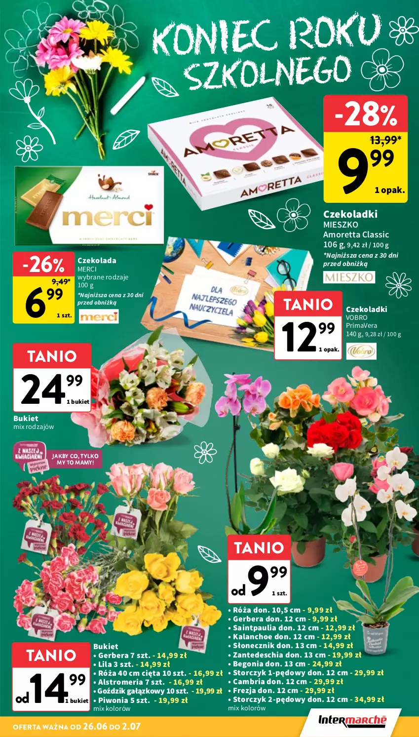 Gazetka promocyjna Intermarche - Gazetka Intermarche - ważna 26.06 do 02.07.2025 - strona 21 - produkty: Bukiet, Chia, Czekolada, Gerber, Kalanchoe, Merci, Piwo, Prima, Primavera, Róża, Storczyk