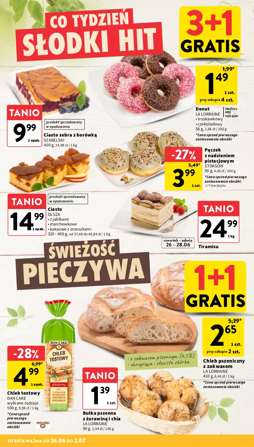 Gazetka promocyjna Intermarche - Gazetka Intermarche - ważna 26.06 do 02.07.2025 - strona 22 - produkty: Bułka, Chia, Chleb, Chleb tostowy, Dan Cake, Donut, Gra, Jabłka, Kakao, Pączek, Piec