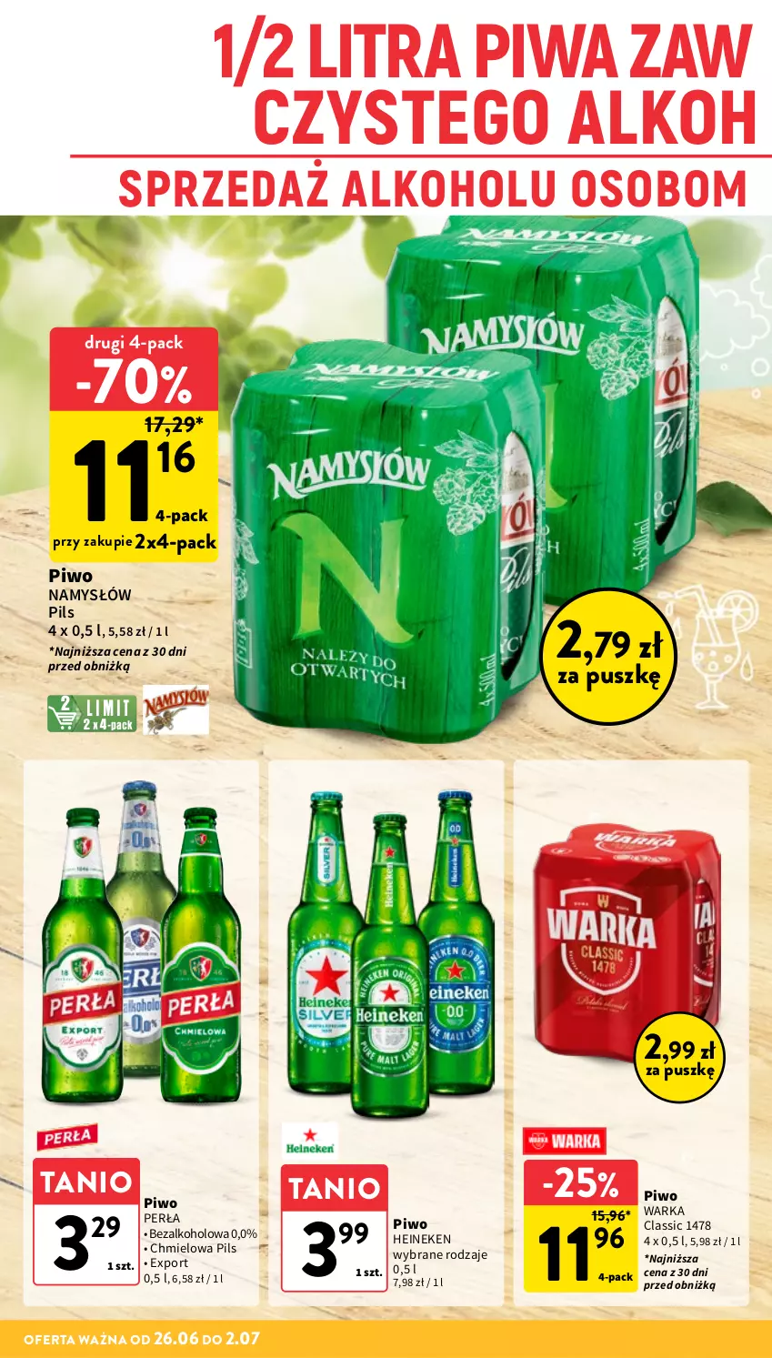 Gazetka promocyjna Intermarche - Gazetka Intermarche - ważna 26.06 do 02.07.2025 - strona 28 - produkty: Heineken, Namysłów, Perła, Piwa, Piwo, Por, Warka