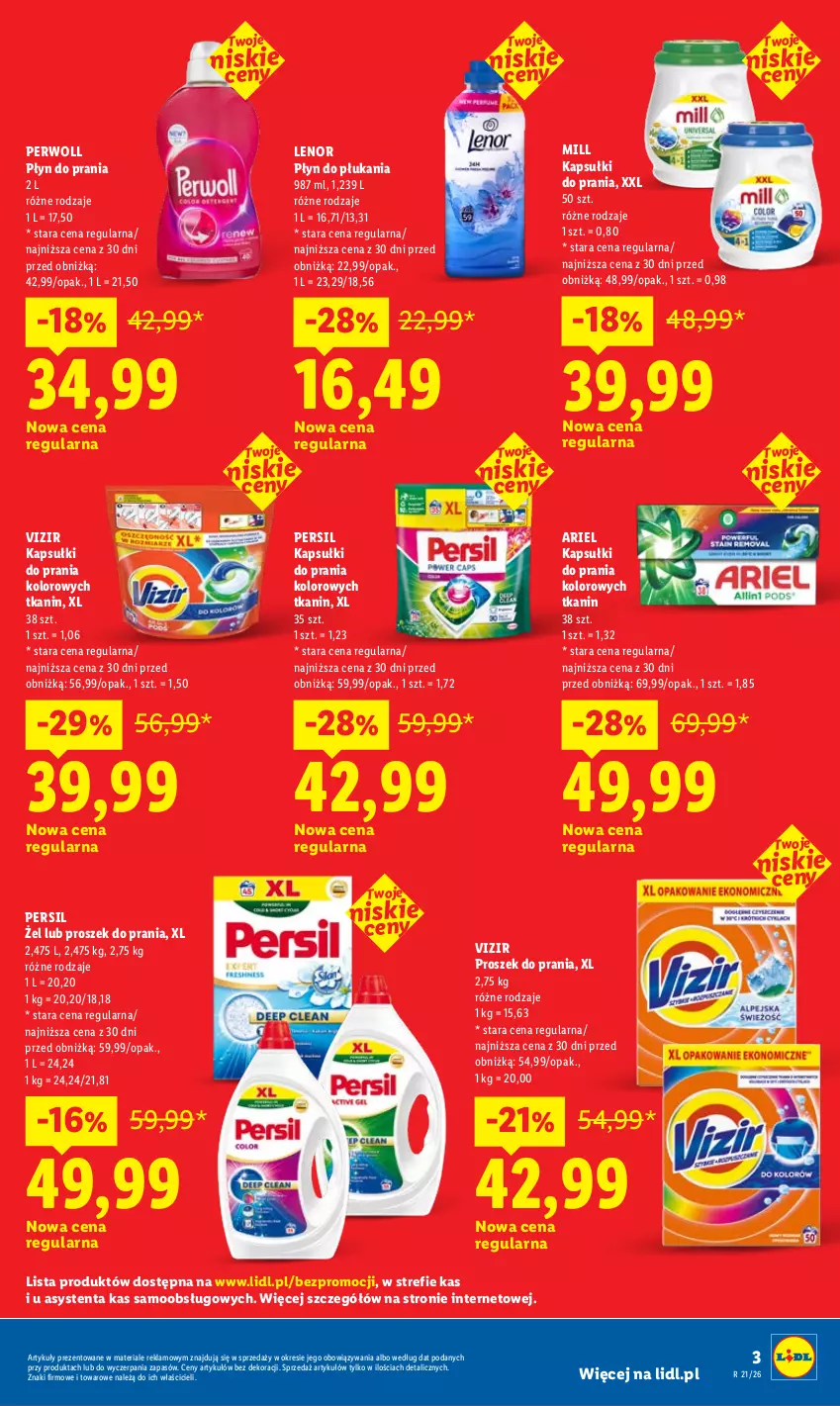 Gazetka promocyjna Lidl - Gazetka ważna od 21.05 do 23.05 - ważna 21.05 do 23.05.2026 - strona 3 - produkty: Ariel, Kapsułki do prania, Lenor, Persil, Perwoll, Płyn do płukania, Płyn do prania, Proszek do prania, Vizir