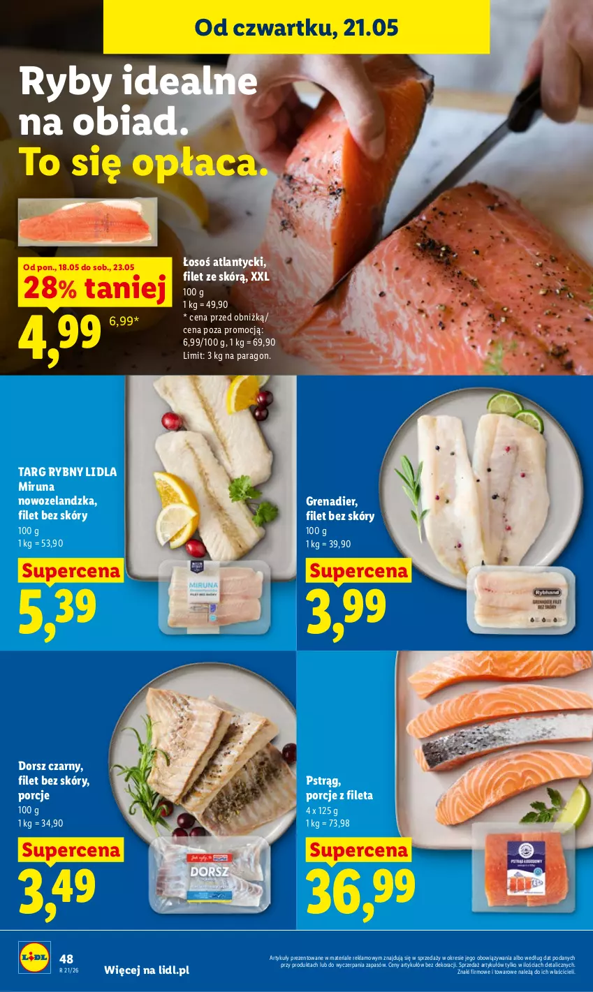 Gazetka promocyjna Lidl - Gazetka ważna od 21.05 do 23.05 - ważna 21.05 do 23.05.2026 - strona 50 - produkty: Dorsz, Grenadier, Miruna, Por, Pstrąg
