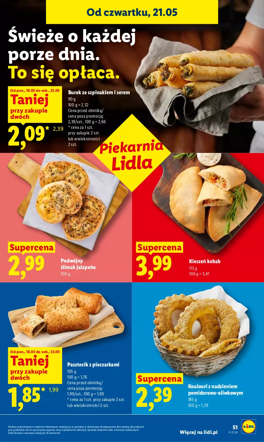 Gazetka promocyjna Lidl - Gazetka ważna od 21.05 do 23.05 - ważna 21.05 do 23.05.2026 - strona 53 - produkty: Kebab, Pasztecik z pieczarkami, Piec, Pieczarka, Por, Ser, Szpinak