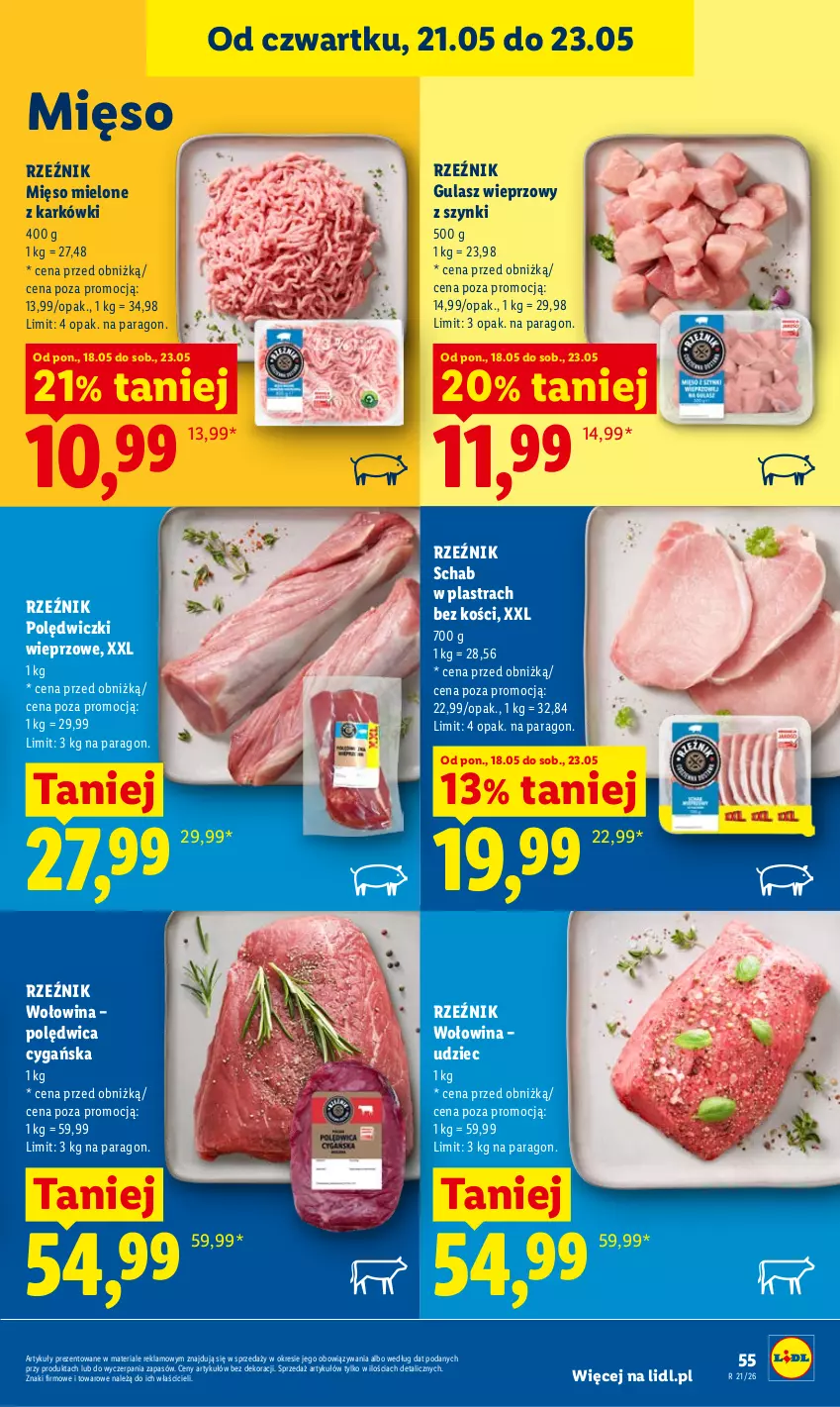 Gazetka promocyjna Lidl - Gazetka ważna od 21.05 do 23.05 - ważna 21.05 do 23.05.2026 - strona 57 - produkty: Mięso, Mięso mielone, Polędwica, Wołowina