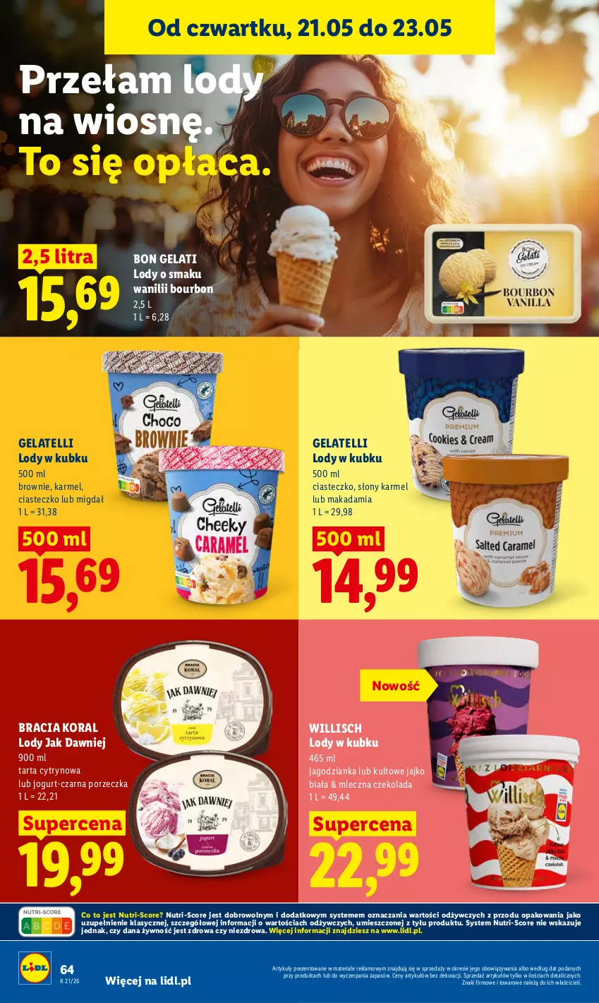 Gazetka promocyjna Lidl - Gazetka ważna od 21.05 do 23.05 - ważna 21.05 do 23.05.2026 - strona 70 - produkty: Bourbon, Brownie, Czekolada, Jagodzianka, Jogurt, Lody, Por, Tarta